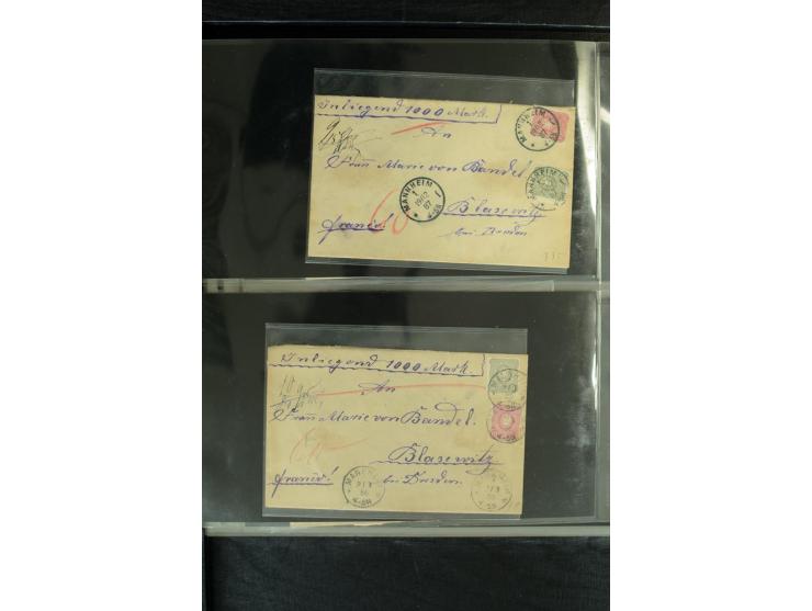 1872/1900, Brustschild bis Kron/Adler, interessanter Posten mit Einzel- und Mehrfachfrankaturen, Auslandspost mit Paketkarten