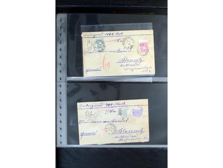1872/1900, Brustschild bis Kron/Adler, interessanter Posten mit Einzel- und Mehrfachfrankaturen, Auslandspost mit Paketkarten