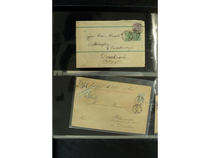 1872/1900, Brustschild bis Kron/Adler, interessanter Posten mit Einzel- und Mehrfachfrankaturen, Auslandspost mit Paketkarten