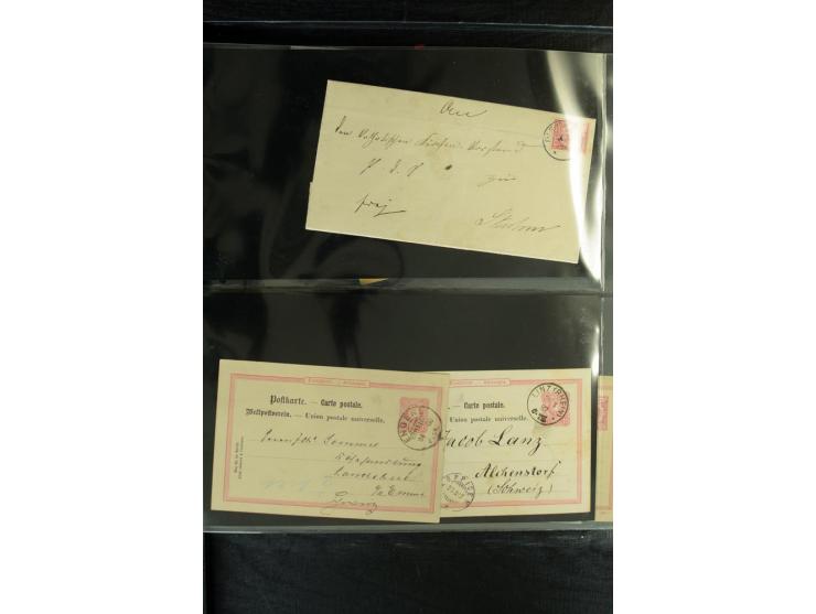 1872/1900, Brustschild bis Kron/Adler, interessanter Posten mit Einzel- und Mehrfachfrankaturen, Auslandspost mit Paketkarten
