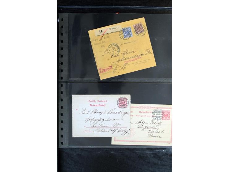 1872/1900, Brustschild bis Kron/Adler, interessanter Posten mit Einzel- und Mehrfachfrankaturen, Auslandspost mit Paketkarten