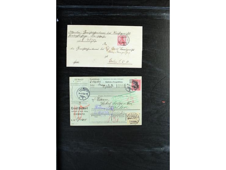 1872/1900, Brustschild bis Kron/Adler, interessanter Posten mit Einzel- und Mehrfachfrankaturen, Auslandspost mit Paketkarten