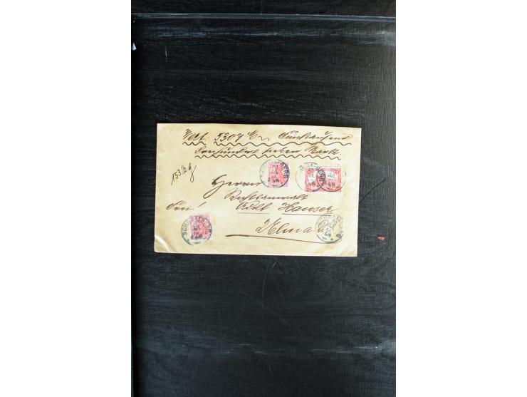 1872/1900, Brustschild bis Kron/Adler, interessanter Posten mit Einzel- und Mehrfachfrankaturen, Auslandspost mit Paketkarten
