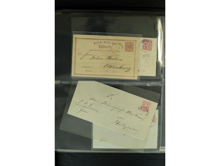 1872/1900, Brustschild bis Kron/Adler, interessanter Posten mit Einzel- und Mehrfachfrankaturen, Auslandspost mit Paketkarten
