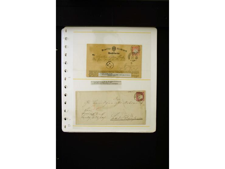 1872/75, 10 Briefe und Karten mit Brustschild-Frankaturen, u.a. nach Schweden und in die USA sowie 3 fehlerhafte Ganzsachenum