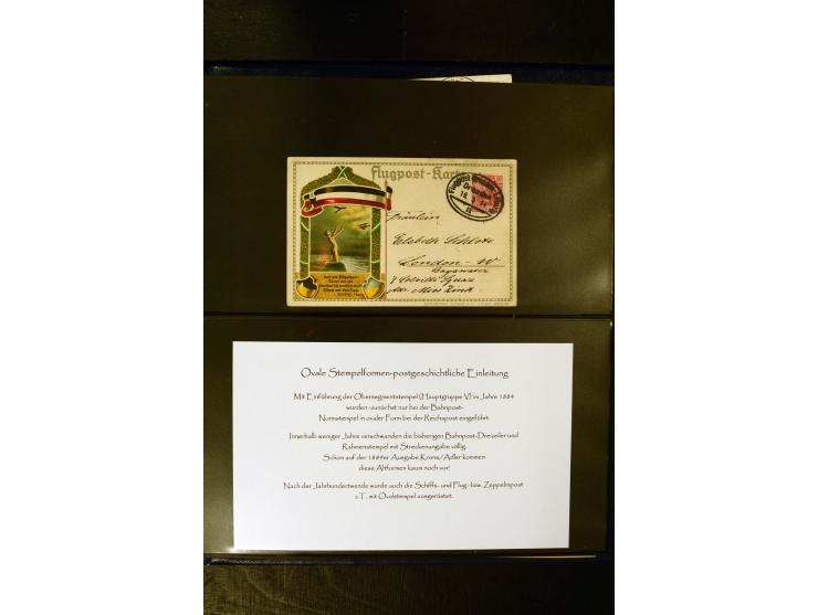 1900/1920, kleine Sammlung "Oval-Stempel" der Bahn-, Schiffs- und Luftpost mit ca. 30 Briefen, Karten und Ganzsachen sowie we