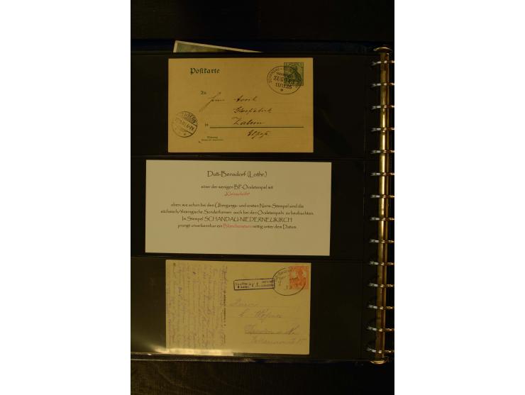 1900/1920, kleine Sammlung "Oval-Stempel" der Bahn-, Schiffs- und Luftpost mit ca. 30 Briefen, Karten und Ganzsachen sowie we