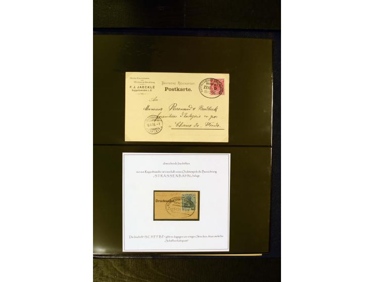 1900/1920, kleine Sammlung "Oval-Stempel" der Bahn-, Schiffs- und Luftpost mit ca. 30 Briefen, Karten und Ganzsachen sowie we