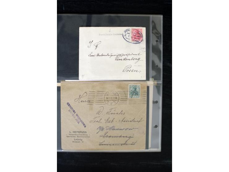 1919/1920, interessante Sammlung mit Germania-Verwendungen im Gebiet Posen, dabei Mischfrankaturen mit Polen, R-Briefe und vi