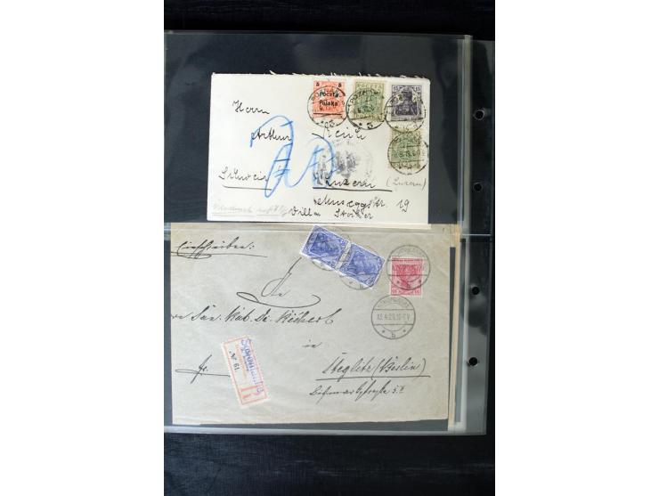 1919/1920, interessante Sammlung mit Germania-Verwendungen im Gebiet Posen, dabei Mischfrankaturen mit Polen, R-Briefe und vi
