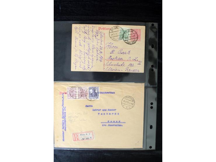 1919/1920, interessante Sammlung mit Germania-Verwendungen im Gebiet Posen, dabei Mischfrankaturen mit Polen, R-Briefe und vi