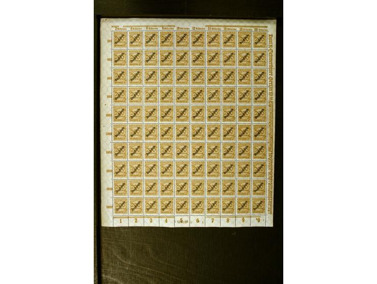 1923, Schlangenaufdruck 20 M.- 50 Mrd. M. im kpl. Bogensatz (100 Mio M. nur Bogenteile), teils minimale Randknitter, sonst ei