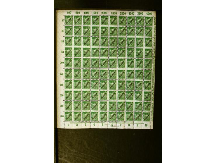 1923, Schlangenaufdruck 20 M.- 50 Mrd. M. im kpl. Bogensatz (100 Mio M. nur Bogenteile), teils minimale Randknitter, sonst ei