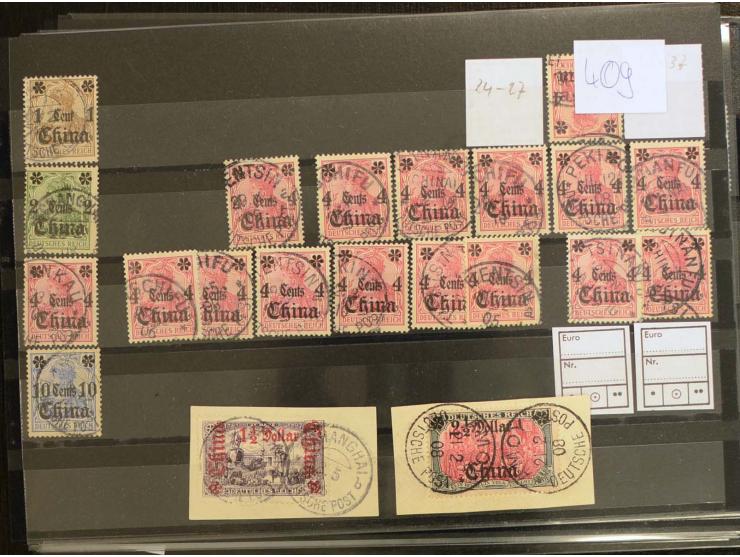 CHINA bis TOGO, vorwiegend gestempelte Sammlung mit 16 Briefen und Karten, dabei viele bessere Werte wie China Mi.-Nr. 37, Ma