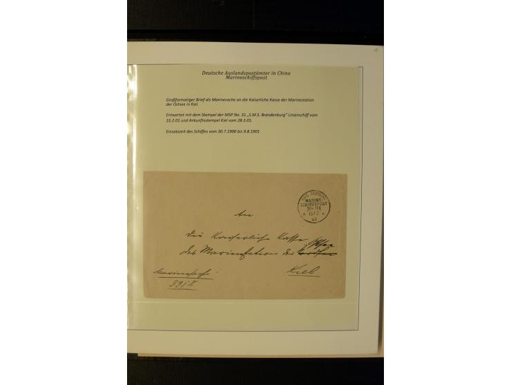 1898/1912, interessante Sammlung "Marineschiffspost in China und Kiautschou" mit über 50 Briefen und Karten, dabei u.a. frühe