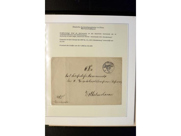 1898/1912, interessante Sammlung "Marineschiffspost in China und Kiautschou" mit über 50 Briefen und Karten, dabei u.a. frühe