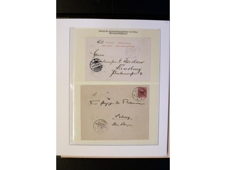 1898/1912, interessante Sammlung "Marineschiffspost in China und Kiautschou" mit über 50 Briefen und Karten, dabei u.a. frühe