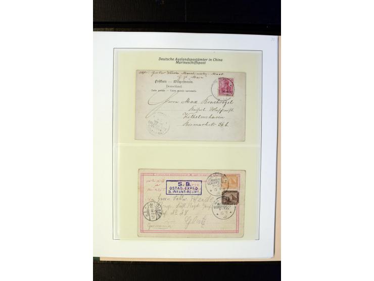 1898/1912, interessante Sammlung "Marineschiffspost in China und Kiautschou" mit über 50 Briefen und Karten, dabei u.a. frühe