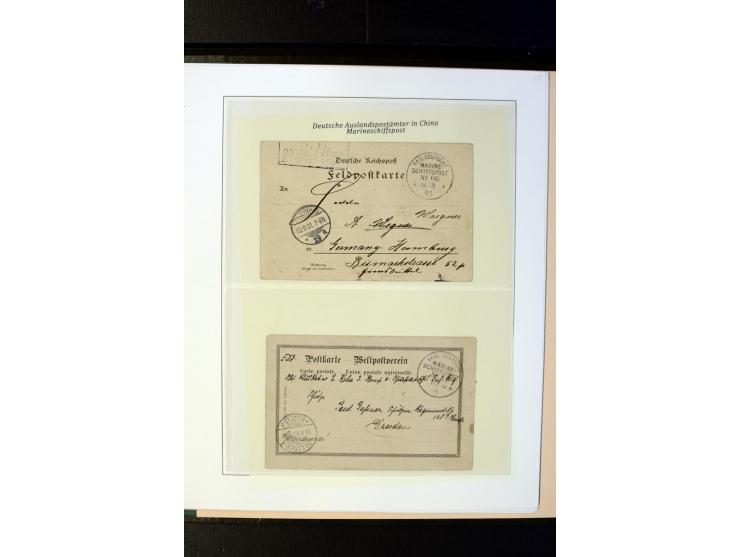 1898/1912, interessante Sammlung "Marineschiffspost in China und Kiautschou" mit über 50 Briefen und Karten, dabei u.a. frühe