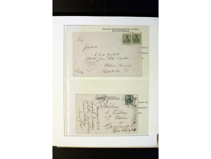 1898/1912, interessante Sammlung "Marineschiffspost in China und Kiautschou" mit über 50 Briefen und Karten, dabei u.a. frühe
