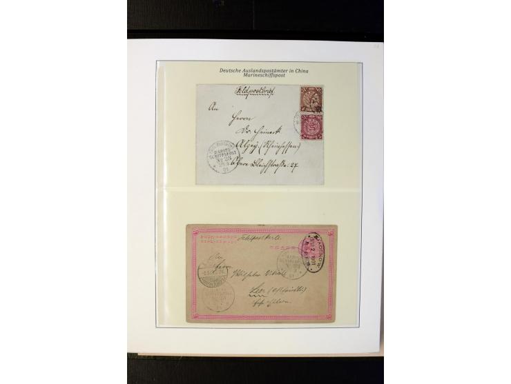 1898/1912, interessante Sammlung "Marineschiffspost in China und Kiautschou" mit über 50 Briefen und Karten, dabei u.a. frühe