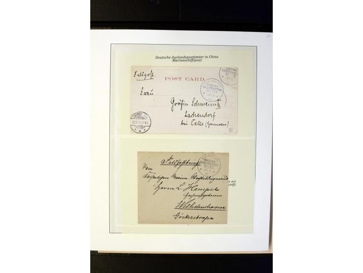 1898/1912, interessante Sammlung "Marineschiffspost in China und Kiautschou" mit über 50 Briefen und Karten, dabei u.a. frühe
