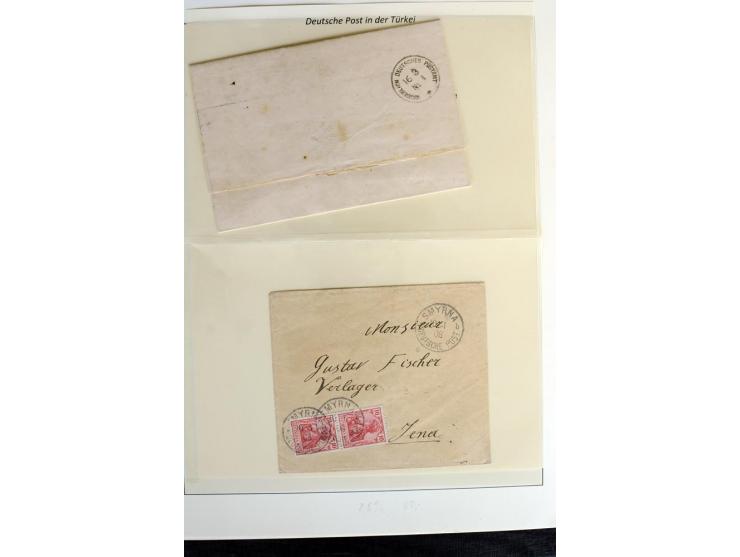 1872/1908, kleine Sammlung ab V1 mit 16 losen Marken, 5 Briefstücken und 4 Briefen inkl. Germania-Miläufer aus 1908, dabei be