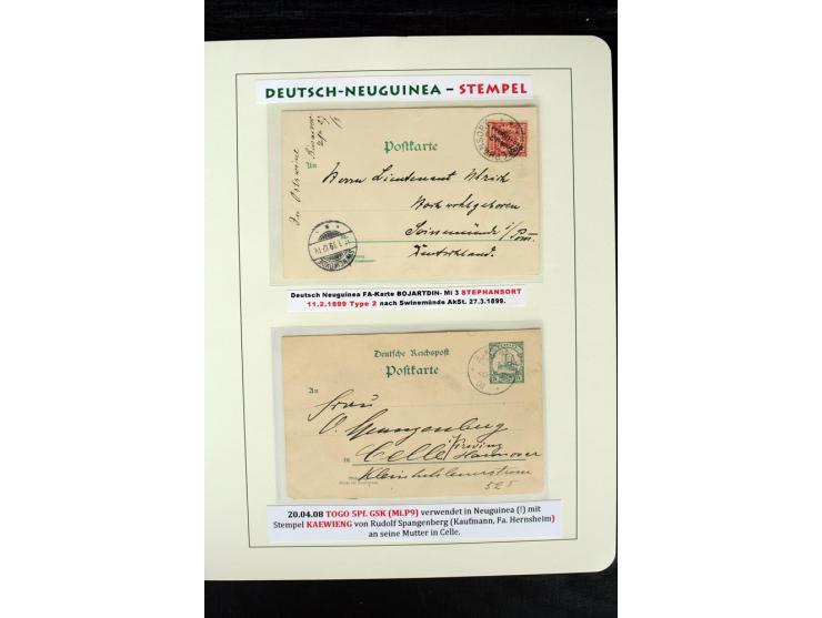 1888/1914, interessante Stempel-Sammlung mit 8 losen Marken, 14 Briefstücken und 8 Belegen, dabei u.a. Deulon auf Briefstück,