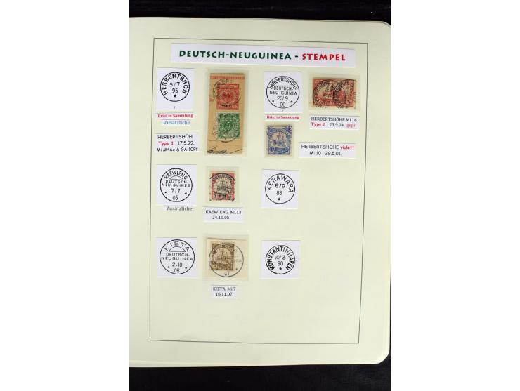 1888/1914, interessante Stempel-Sammlung mit 8 losen Marken, 14 Briefstücken und 8 Belegen, dabei u.a. Deulon auf Briefstück,