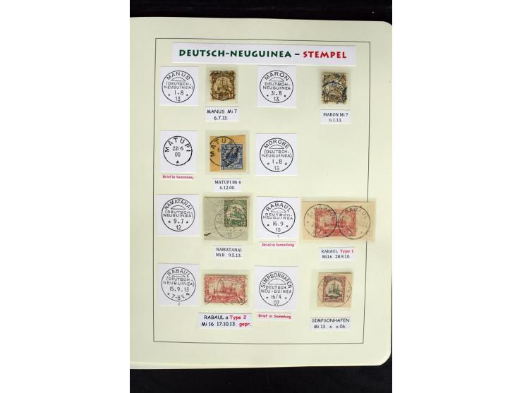 1888/1914, interessante Stempel-Sammlung mit 8 losen Marken, 14 Briefstücken und 8 Belegen, dabei u.a. Deulon auf Briefstück,