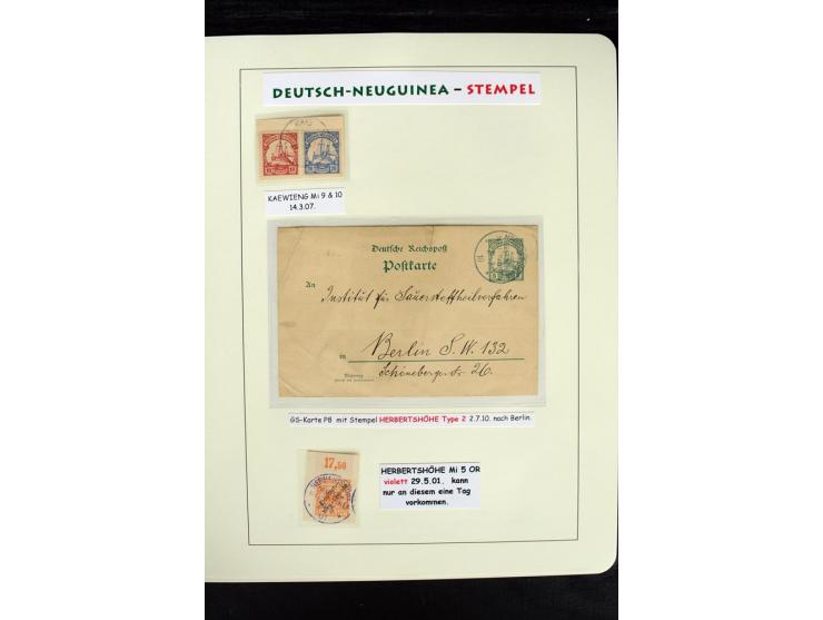 1888/1914, interessante Stempel-Sammlung mit 8 losen Marken, 14 Briefstücken und 8 Belegen, dabei u.a. Deulon auf Briefstück,