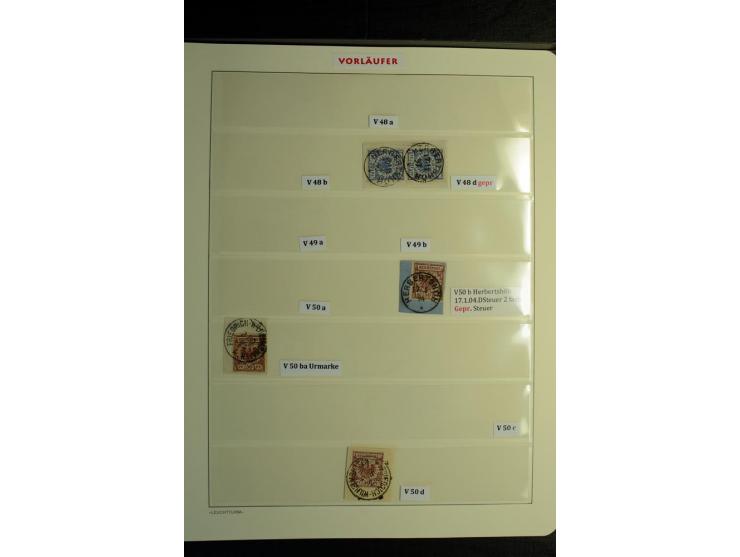 1893/1900, kleine Sammlung mit 16 Werten inkl. Mitläufer, meist auf Briefstücken, dabei 3 Paare, dazu 2 Werte D.Reich Mi.-Nr.