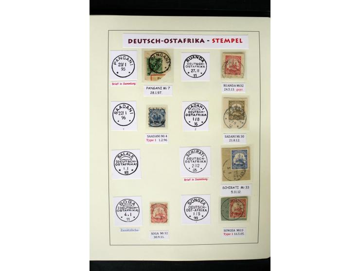 1891/1914, Stempelsammlung von Amani bis Wuguri inkl. Bahn- und Schiffstpost auf ca. 40 losen Marken, 120 Briefstücken und üb