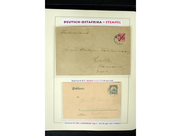 1891/1914, Stempelsammlung von Amani bis Wuguri inkl. Bahn- und Schiffstpost auf ca. 40 losen Marken, 120 Briefstücken und üb