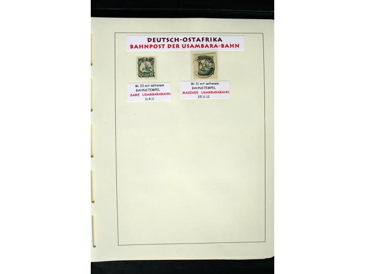 1891/1914, Stempelsammlung von Amani bis Wuguri inkl. Bahn- und Schiffstpost auf ca. 40 losen Marken, 120 Briefstücken und üb
