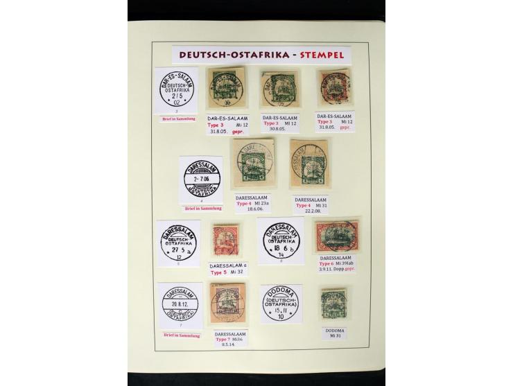1891/1914, Stempelsammlung von Amani bis Wuguri inkl. Bahn- und Schiffstpost auf ca. 40 losen Marken, 120 Briefstücken und üb