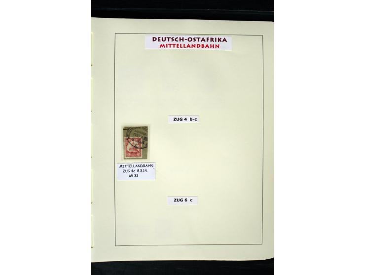 1891/1914, Stempelsammlung von Amani bis Wuguri inkl. Bahn- und Schiffstpost auf ca. 40 losen Marken, 120 Briefstücken und üb