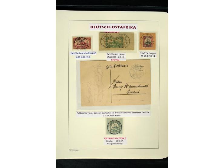 1891/1914, Stempelsammlung von Amani bis Wuguri inkl. Bahn- und Schiffstpost auf ca. 40 losen Marken, 120 Briefstücken und üb