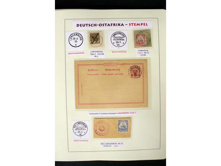 1891/1914, Stempelsammlung von Amani bis Wuguri inkl. Bahn- und Schiffstpost auf ca. 40 losen Marken, 120 Briefstücken und üb