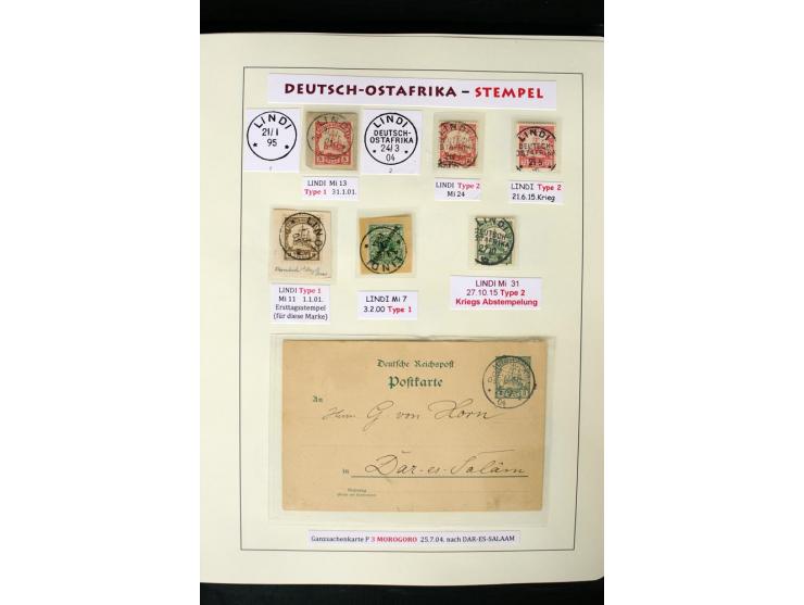 1891/1914, Stempelsammlung von Amani bis Wuguri inkl. Bahn- und Schiffstpost auf ca. 40 losen Marken, 120 Briefstücken und üb