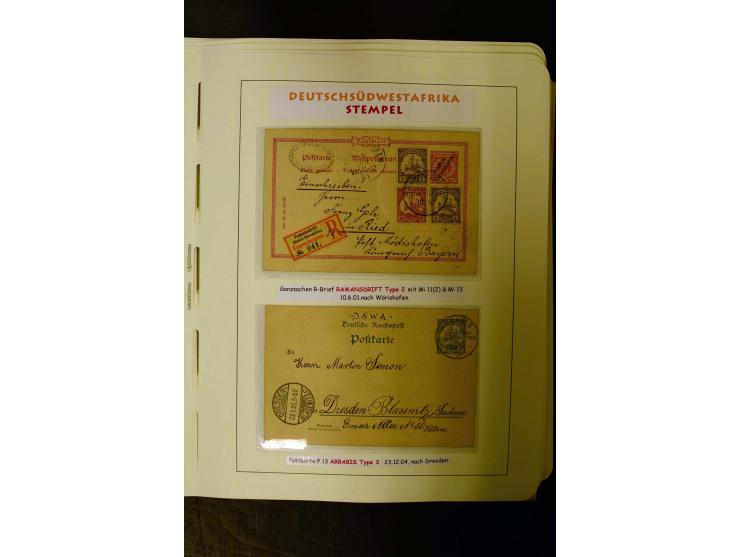 1891/1914, umfangreiche Sammlung von Abbabis bis Windhuk inkl. den Bahn- und Feldpoststempeln auf losen Marken, schönen Brief