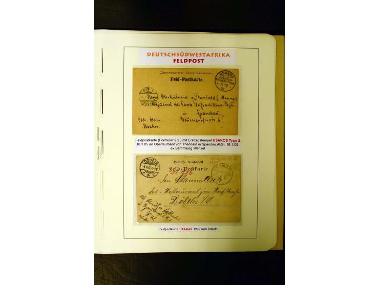 1891/1914, umfangreiche Sammlung von Abbabis bis Windhuk inkl. den Bahn- und Feldpoststempeln auf losen Marken, schönen Brief