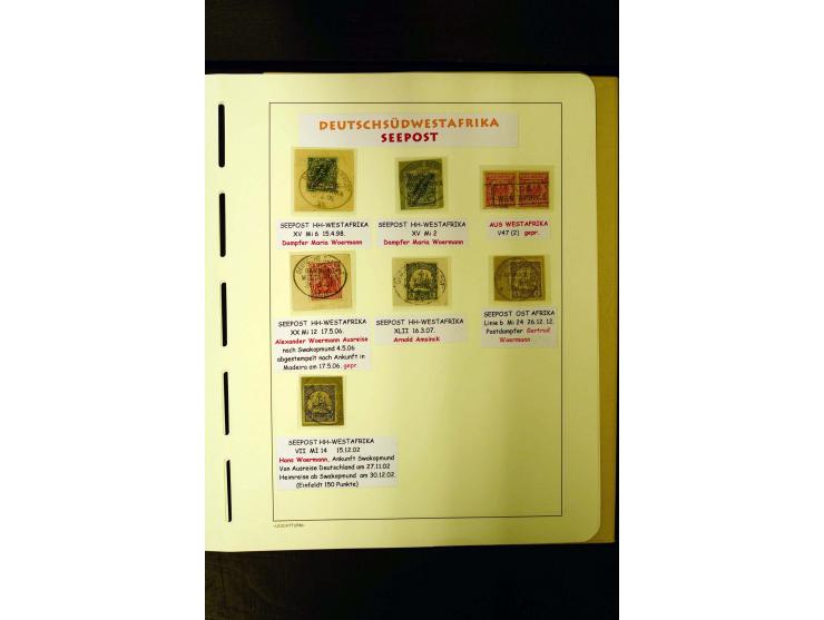 1891/1914, umfangreiche Sammlung von Abbabis bis Windhuk inkl. den Bahn- und Feldpoststempeln auf losen Marken, schönen Brief