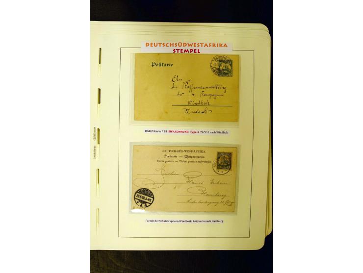 1891/1914, umfangreiche Sammlung von Abbabis bis Windhuk inkl. den Bahn- und Feldpoststempeln auf losen Marken, schönen Brief
