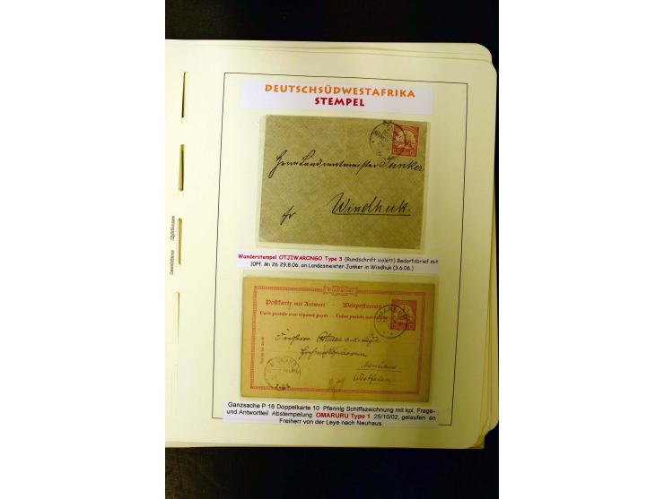 1891/1914, umfangreiche Sammlung von Abbabis bis Windhuk inkl. den Bahn- und Feldpoststempeln auf losen Marken, schönen Brief