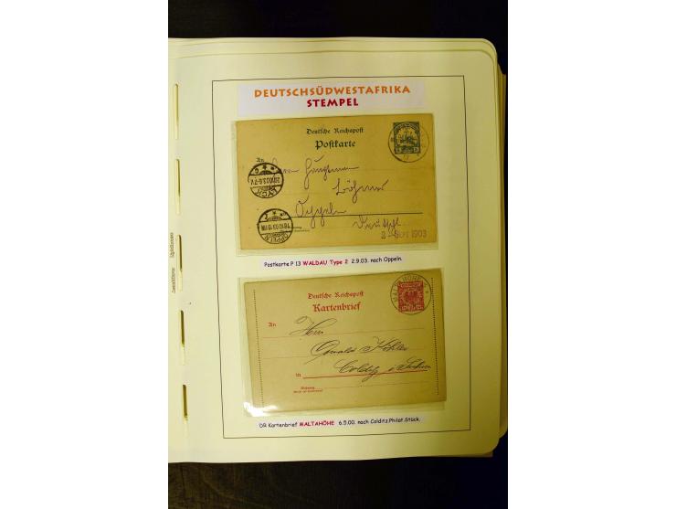 1891/1914, umfangreiche Sammlung von Abbabis bis Windhuk inkl. den Bahn- und Feldpoststempeln auf losen Marken, schönen Brief