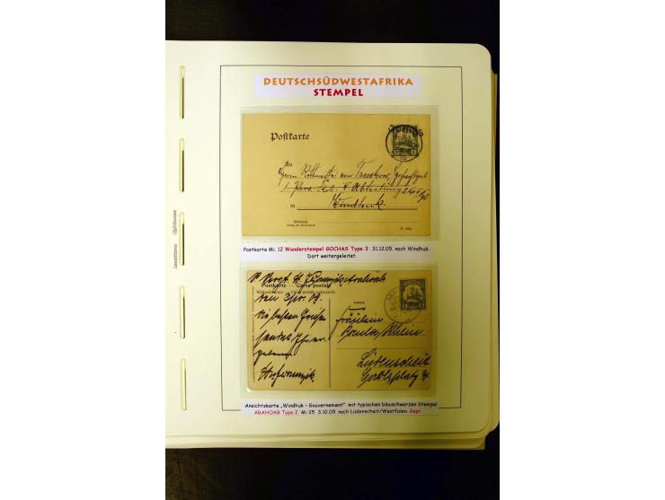 1891/1914, umfangreiche Sammlung von Abbabis bis Windhuk inkl. den Bahn- und Feldpoststempeln auf losen Marken, schönen Brief