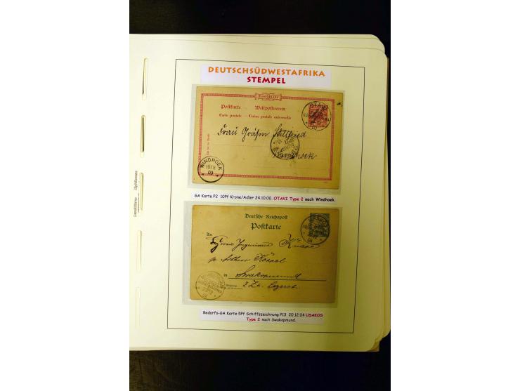 1891/1914, umfangreiche Sammlung von Abbabis bis Windhuk inkl. den Bahn- und Feldpoststempeln auf losen Marken, schönen Brief