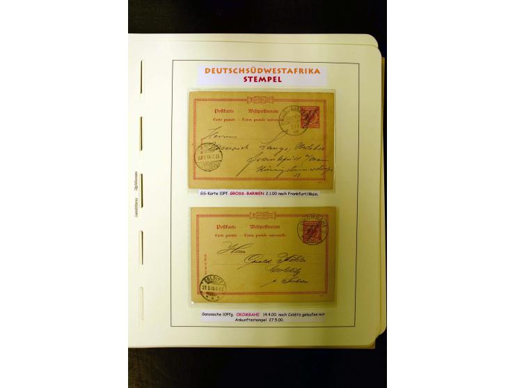 1891/1914, umfangreiche Sammlung von Abbabis bis Windhuk inkl. den Bahn- und Feldpoststempeln auf losen Marken, schönen Brief