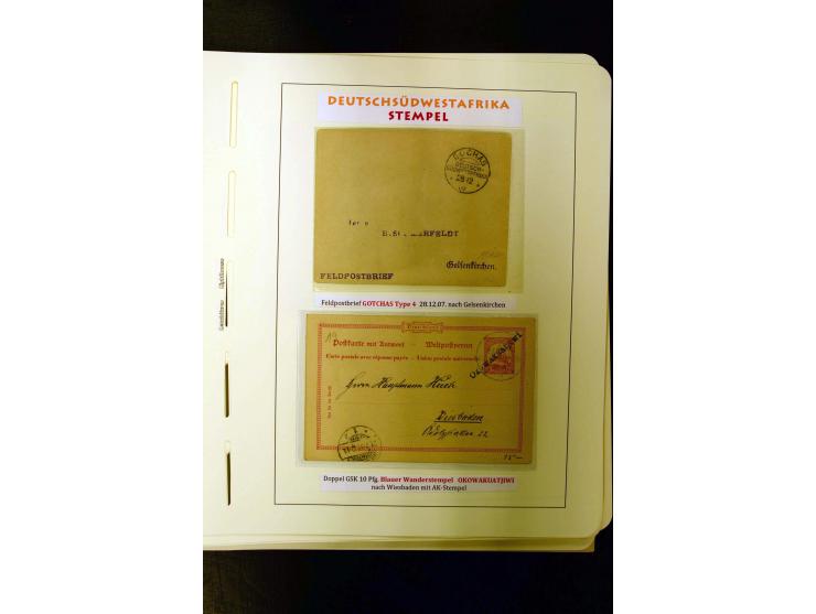 1891/1914, umfangreiche Sammlung von Abbabis bis Windhuk inkl. den Bahn- und Feldpoststempeln auf losen Marken, schönen Brief